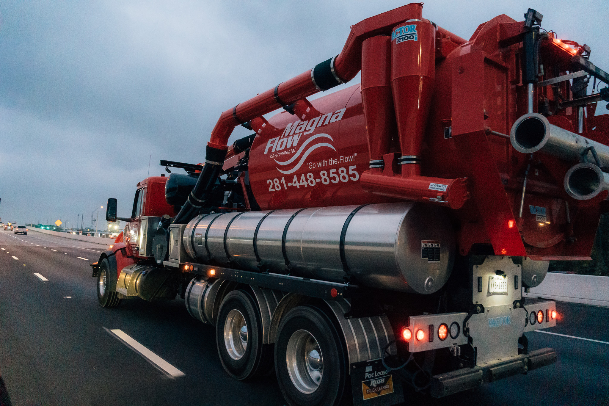 Vacuum truck staged at a treatment facility